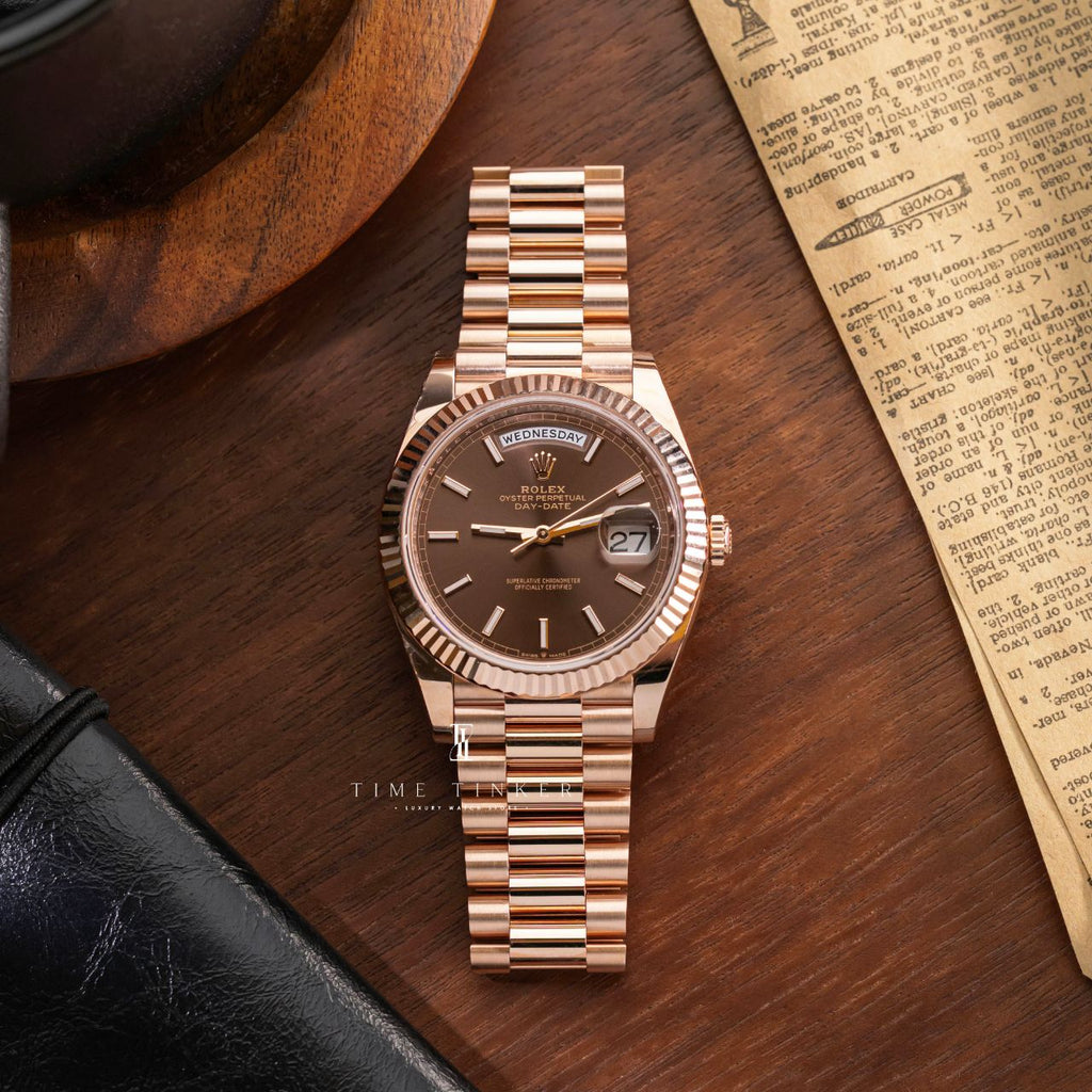 Rolex Day-Date, Everose gold, chocolate dial