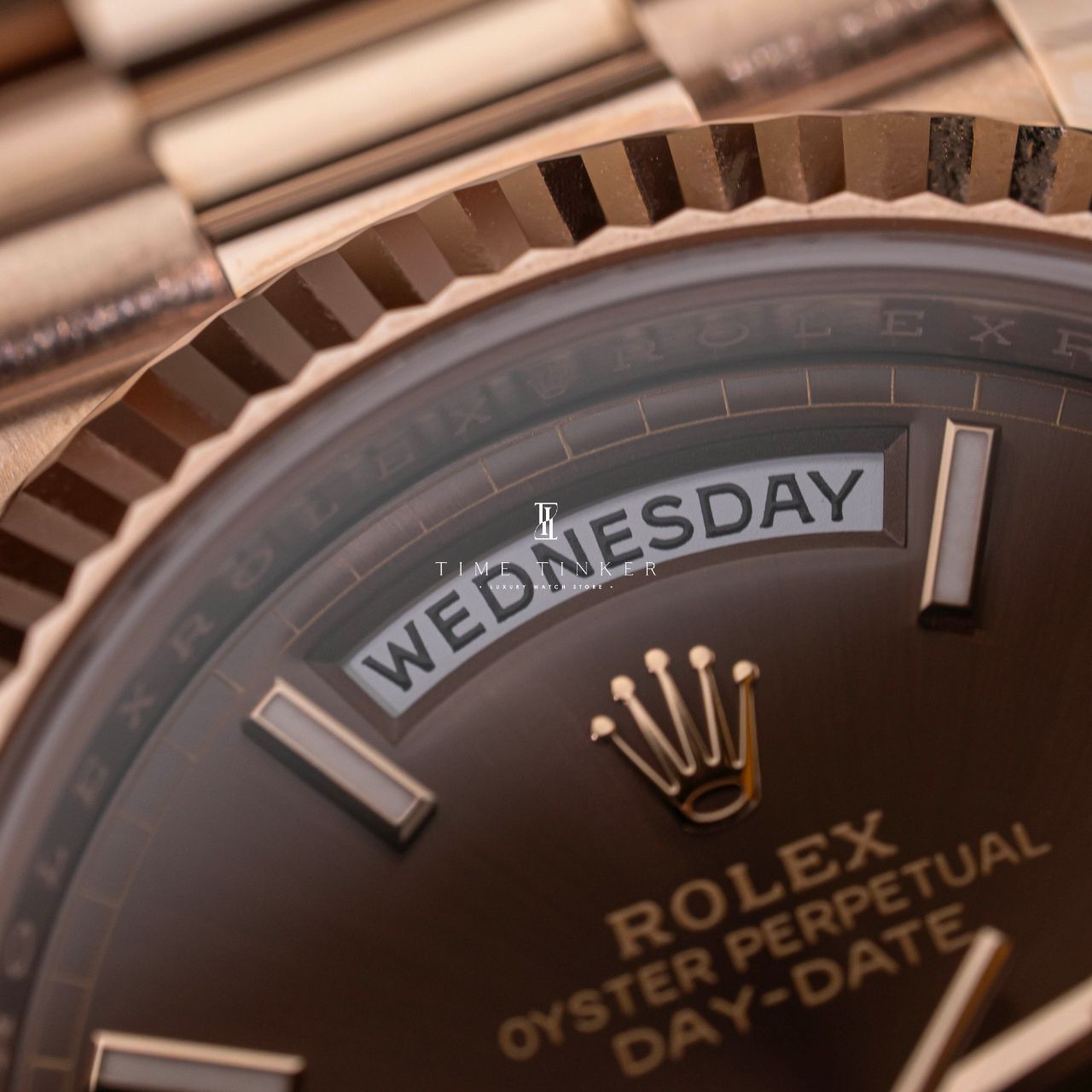 Rolex Day-Date, Everose gold, chocolate dial