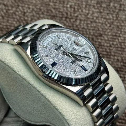 Day-Date watch with pavé diamond dial, ref. m228239-0049 (full set)