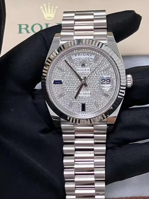 Day-Date watch with pavé diamond dial, ref. m228239-0049 (full set)