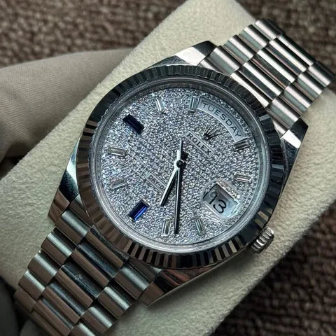 Day-Date watch with pavé diamond dial, ref. m228239-0049 (full set)