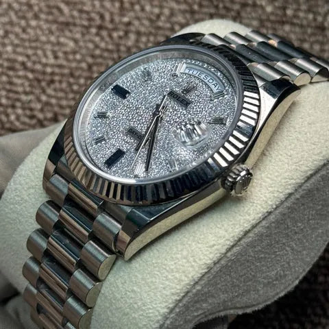 Day-Date watch with pavé diamond dial, ref. m228239-0049 (full set)